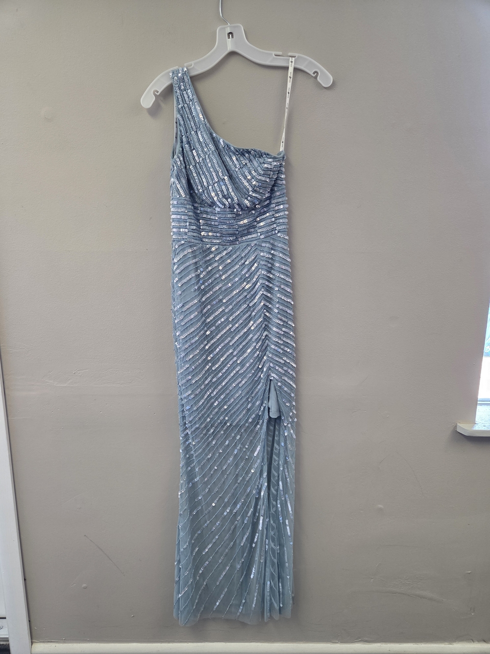 Joules One-Shoulder Light Blue Sequin Gown